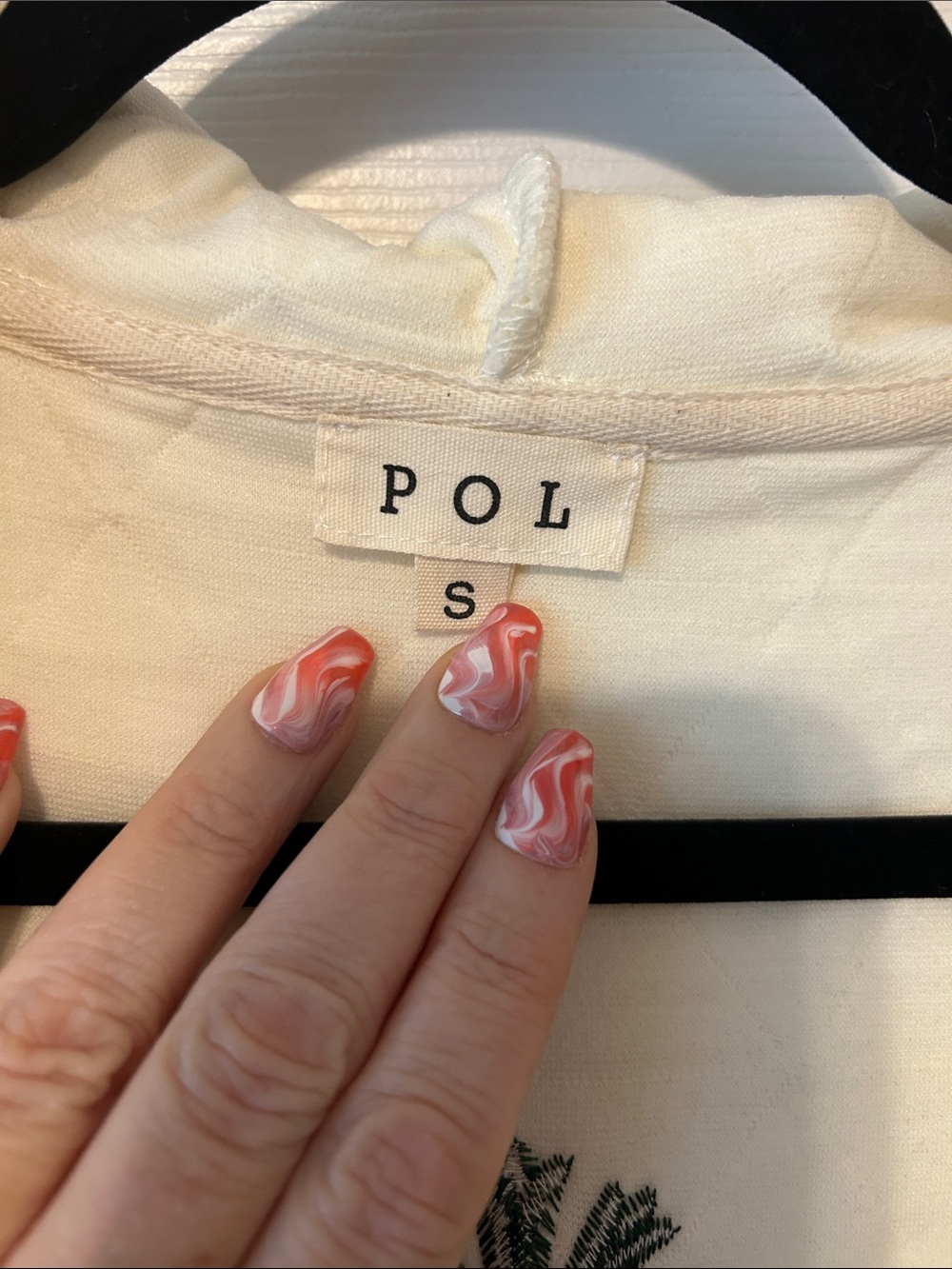 POL Cream Crochet Floral Embroidery Hooded Jacket Detail - Picture 3 of 7